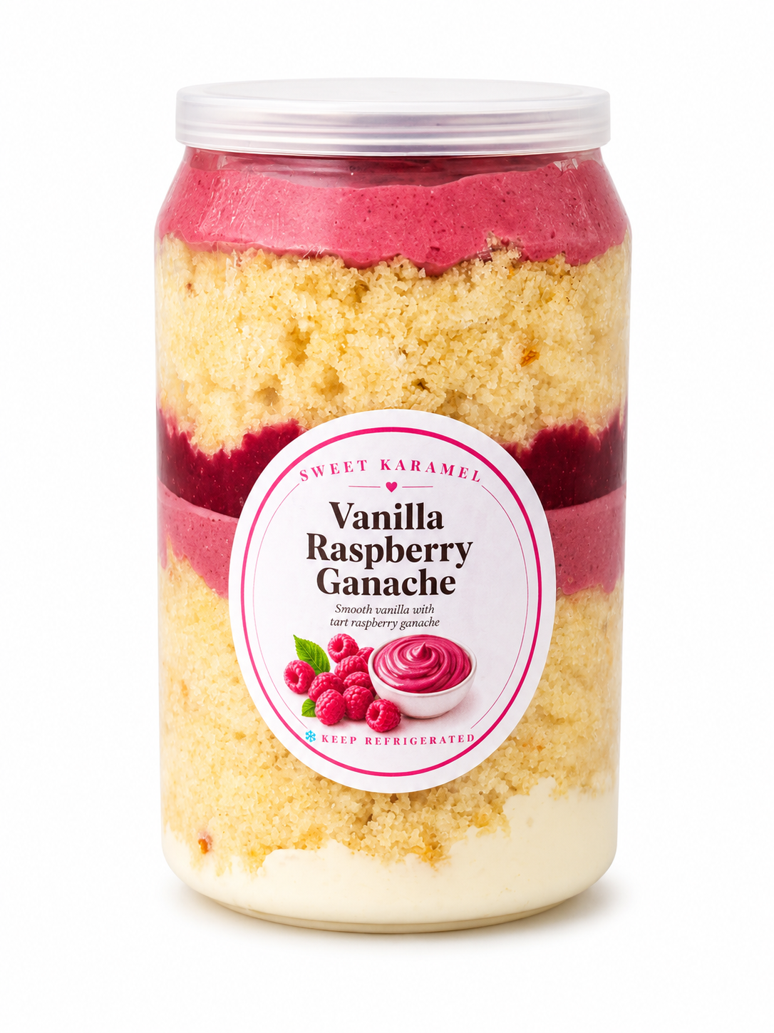 Vanilla Raspberry Ganache Cake Can