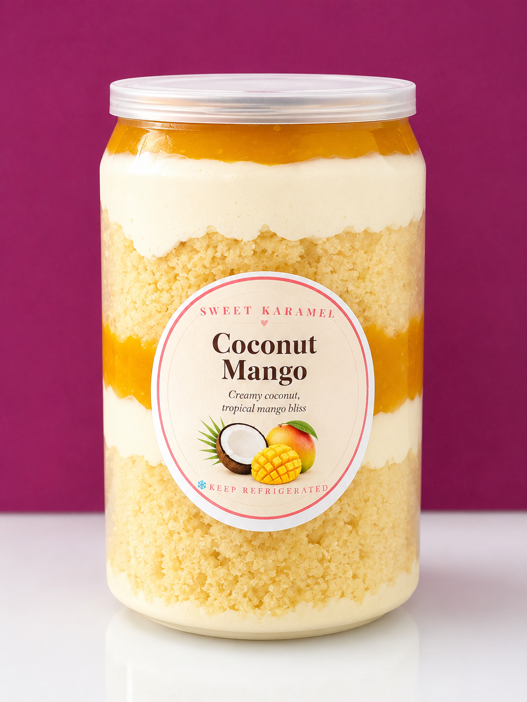 Coconut Cake with Mango Compote Can